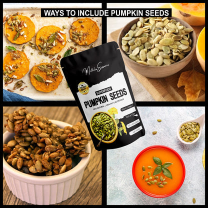 MITHILA ESSENCE SEEDS – PUMPKIN SEEDS 250GM | Immunity Booster and Protein Rich Seeds | Healthy Snacks | Weight management | Rich in fibre , Antioxidants & Nutrients