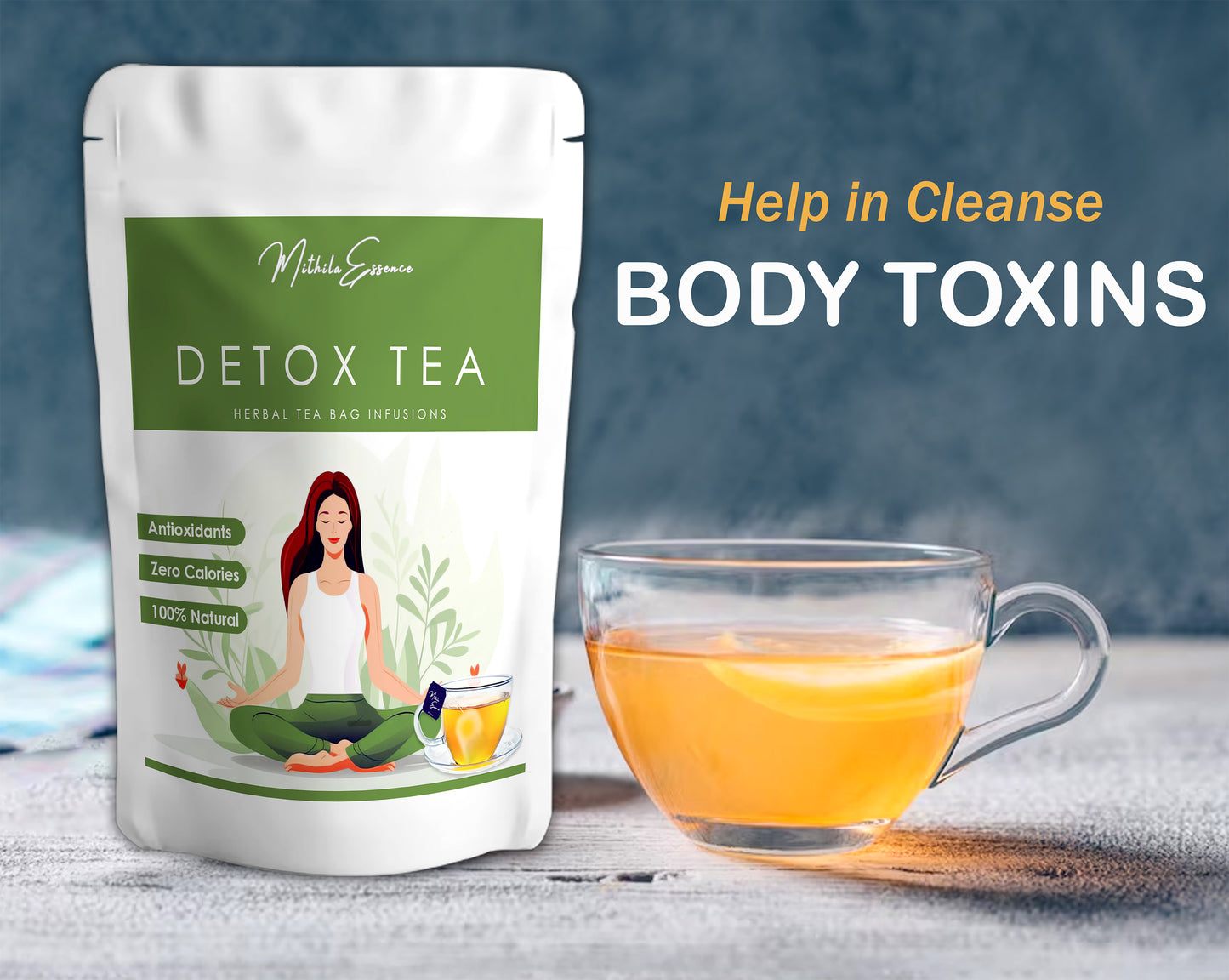 MITHILA ESSENCE TEA- HERBAL DETOX TEA BAGS | Improve Digestion & Detoxification | 100% Natural Herbs | Nylon Free Tea Bags
