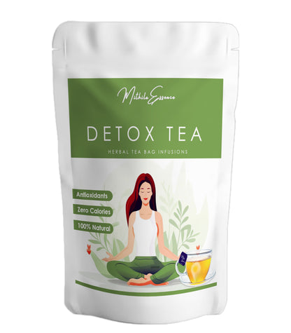 MITHILA ESSENCE TEA- HERBAL DETOX TEA BAGS | Improve Digestion & Detoxification | 100% Natural Herbs | Nylon Free Tea Bags